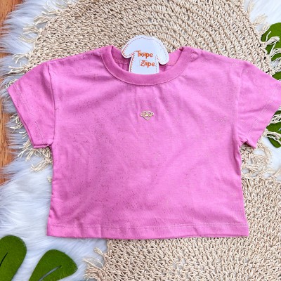 Conj. Blusa Coração e Short Brilhos - Rosa